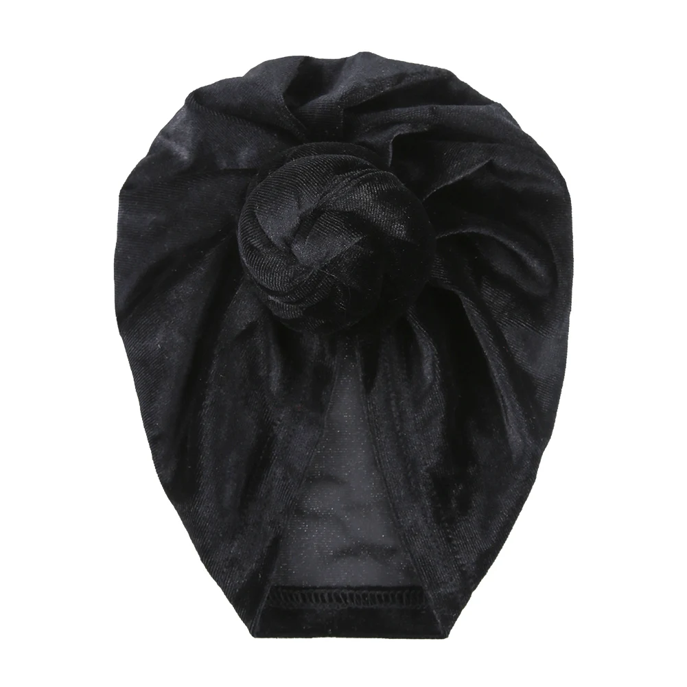 Solid Velour Baby Beanies Snail Dodut Winter Stretch Turban Knot Head Wrap Velvet Hat India Cap Newborn Hair Accessories Bandana