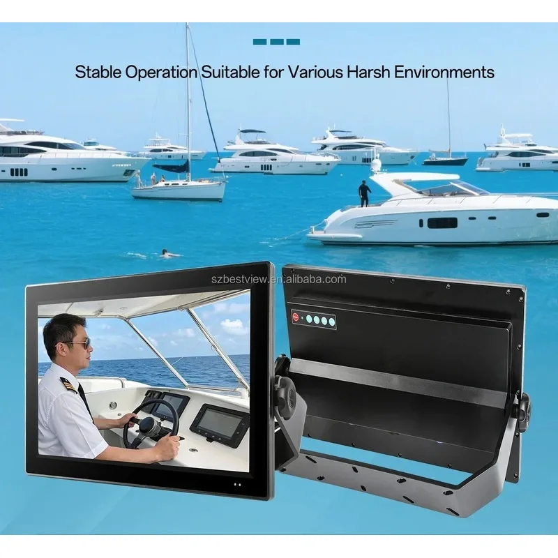 15.6Inch Marine Touchscreen Monitor IP67 Waterproof 1500 Nits Sunlight Readable Display for Boat GPS Navigation Yacht Fishing