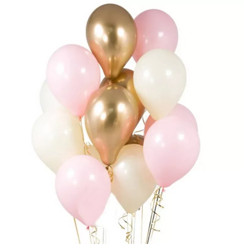 12pcs/lot Pink Latex Balloon Chrome Red Hot Pink Silver Metal Balloon Baby Shower Birthday Party Wedding Decorations Air Globos