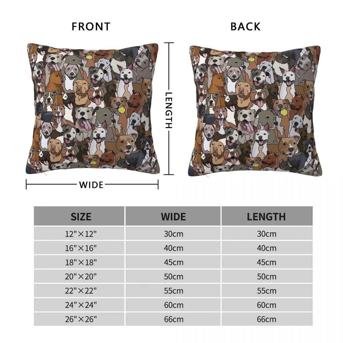 Pitbull Dog All The Mutts Square Pillowcase Polyester Linen Velvet Creative Zip Decor Throw Pillow Case Car Cushion Case