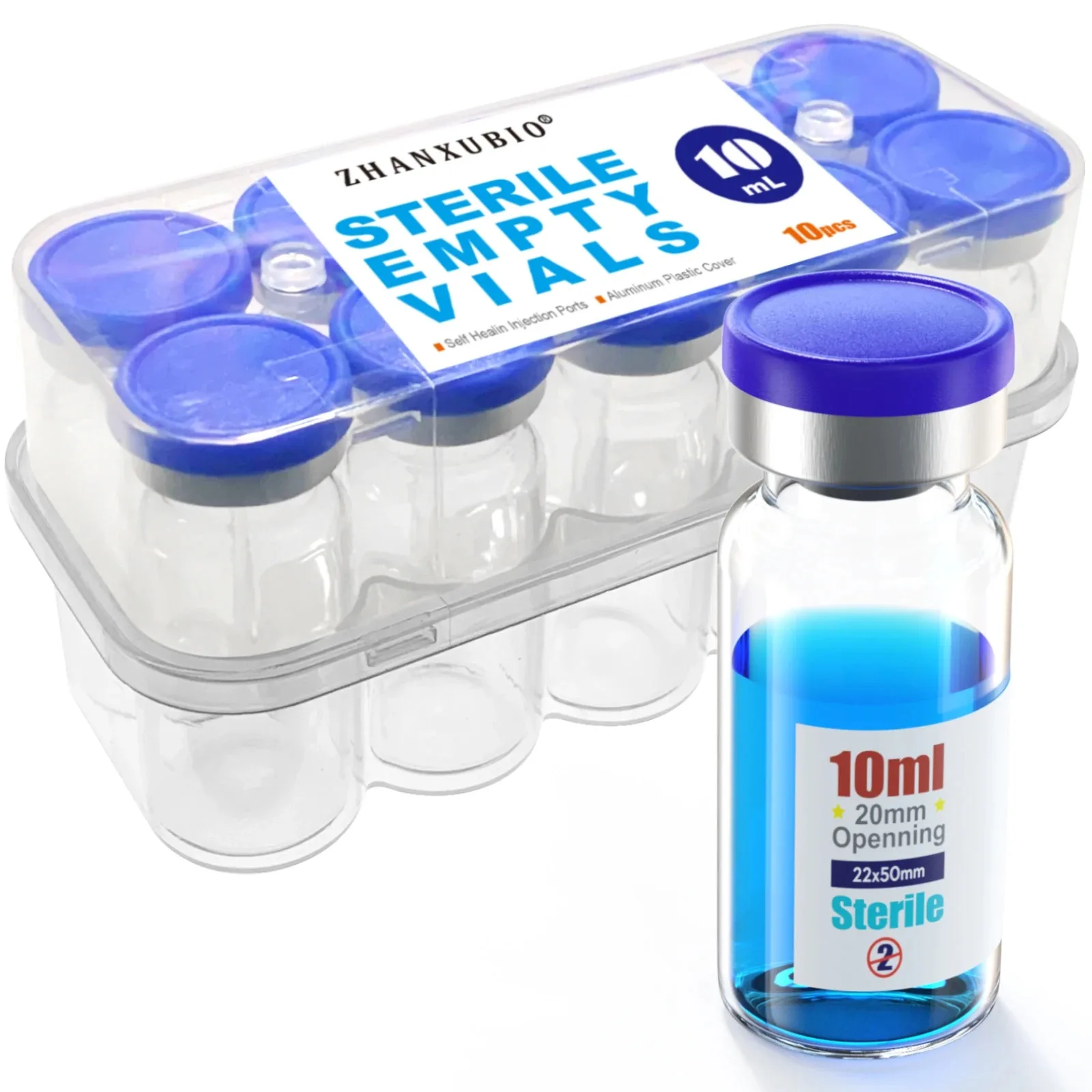 Sterile leere Fläschchen mit selbstheilendem Injektionsanschluss, mit ausklappbarem Aluminiumkappe, steriles Paket, verpackt in Kartons – Detail 6