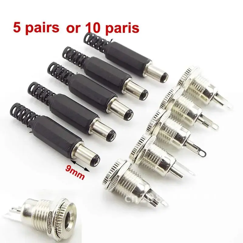 

5/10pcs DC female male jack Socket Power supply Plug Connectors 5.5mm x 2.1mm 5.5x2.5mm male Adapter Wire 5525 5521 Terminal