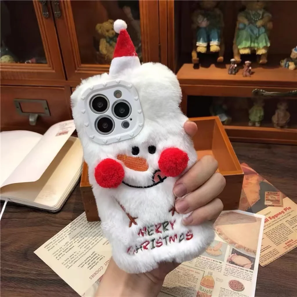 Santa Phone Case - Embroidered effect Santa phone case, Simple Christmas and Winter phone case iPhone 16 15 14 13