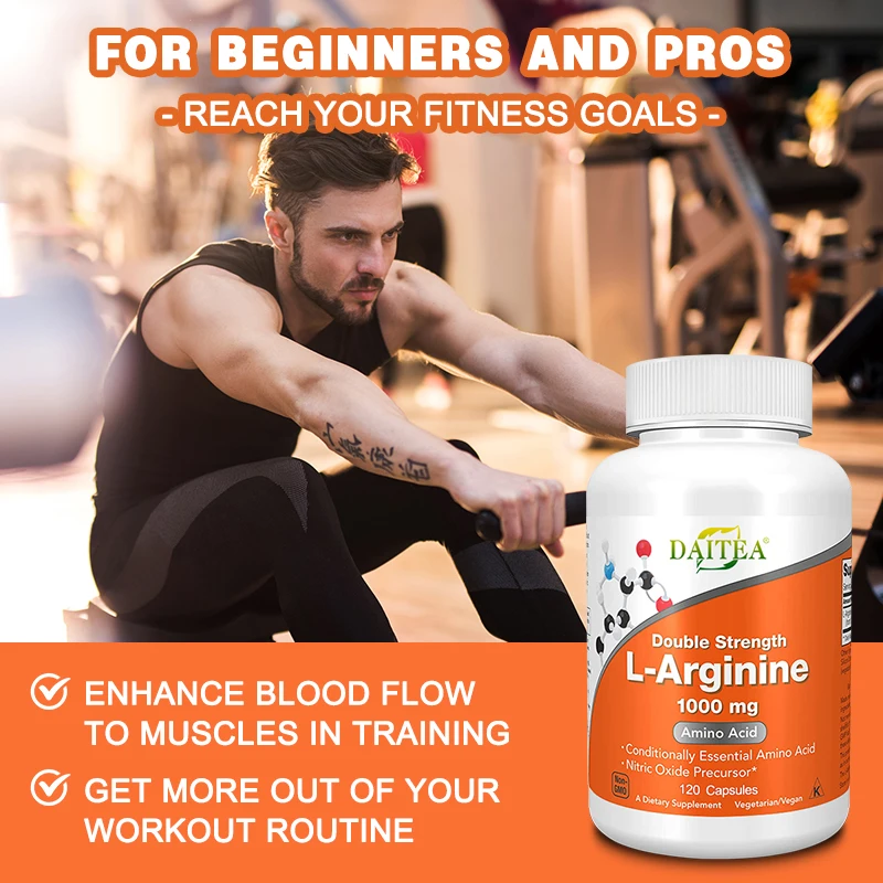 Daitea Arginine Supplement - Promotes Muscle Growth, Enhances Memory & Immunity, Antioxidant, Improves Liver Function