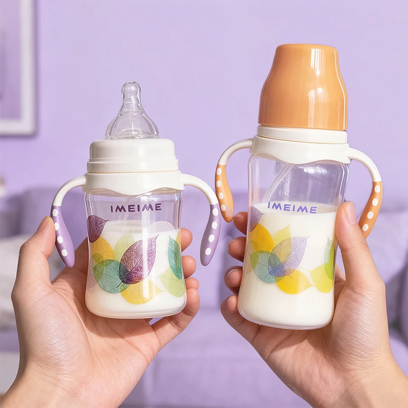 

210/300ml Baby Bottle with Handle - Easy-to-Grip Feeding Bottle, Perfect as a Christmas Gift, Ideal for Water and Formula