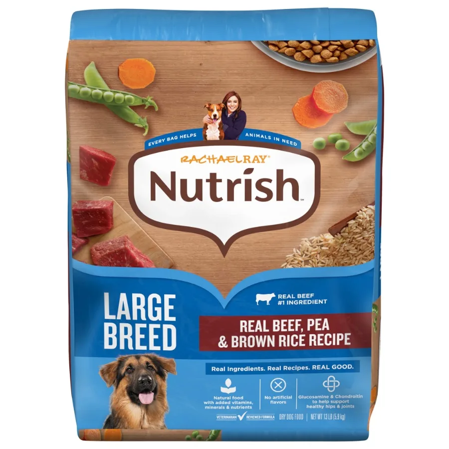 Dry Dog Food for Large Breed Dogs with Real Beef Pea and Brown Rice Formula High-Quality Protein Source Grain-Inclusive Nutriti