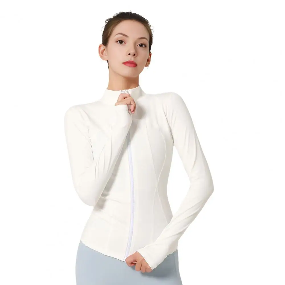 Женская спортивная куртка на молнии для фитнеса, йоги, рубашка для тренировок, пальто для бега, тренажерный зал, топ с длинными рукавами, тонкое плотное пальто для йоги, верхняя куртка для тренировок в тренажерном зале