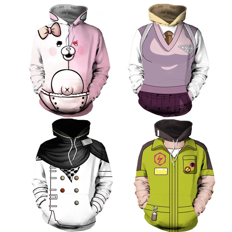 Anime Danganronpa V3 3D Hooded Sweatshirt Monokuma Ouma Kokichi Kaede Akamatsu Cosplay Clothes for Men Women Kid Casual Warmth5;