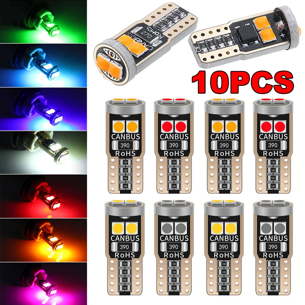

2/10PCS 6SMD 400LM 6500K White T10 W5W LED Bulb Canbus Car Interior Dome Door Glove Box Trunk License Plate Lights 12V