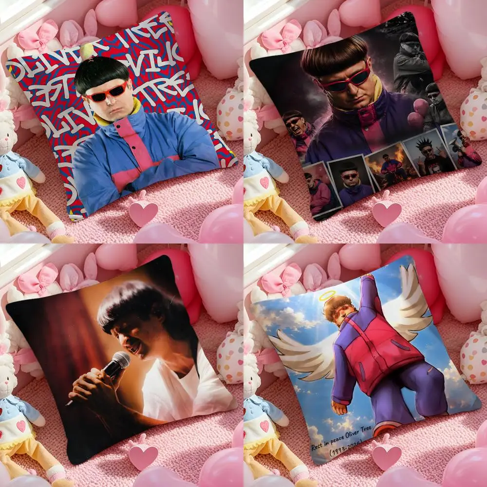 Indie Pop Rap Singer O-Oliver Tree Cushion Cover Anti-dustmite Pillowcase Invisible zipper silky short plush Sofa cushion cover