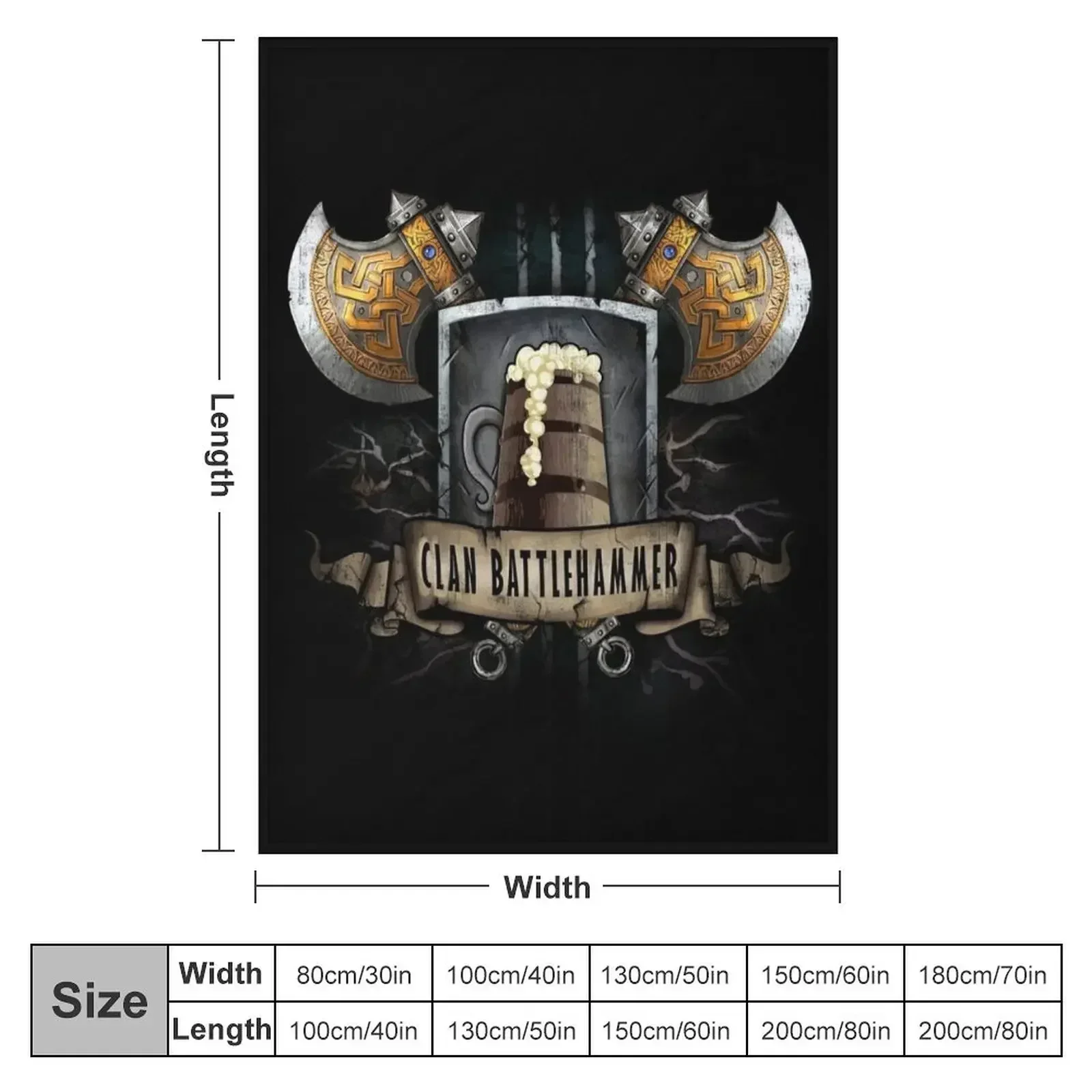 Clan Battlehammer Mithral Hall Dwarf Faerun Fourthpeak Frost Hills Throw Blanket Plaid Thins Thermal Blankets