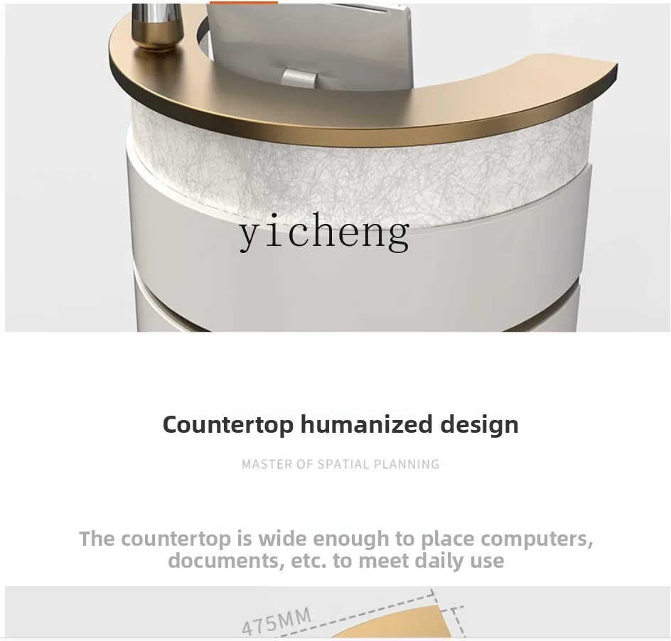 

ZZ beauty salon reception table, light luxury semi-round checkout page company welcome desk simple and modern home decor