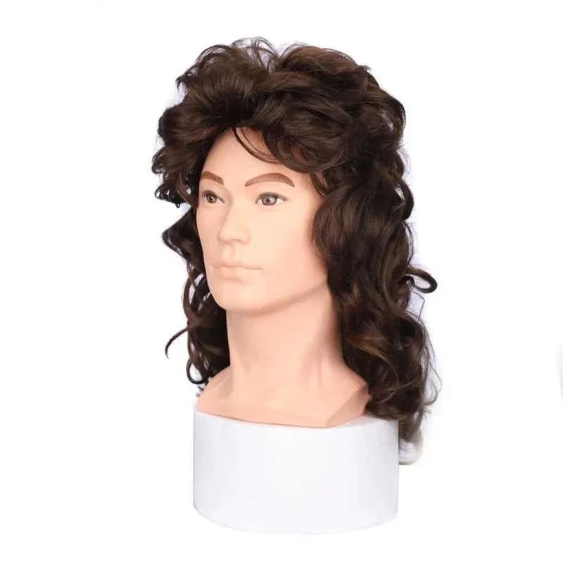 Parrucca da uomo anni '80 Parrucca sintetica da uomo e da donna in peluche Bla Parrucca da uomo riccia Parrucca da uomo Halloween Costume Party Gioco di ruolo Parrucca Punk Ro W 240808