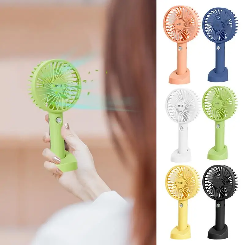 Portable Rechargeable Mini Fan Handheld Fans With Base Summer Outdoor 3 Speed Adjustable Cooling Fan With Phone Holder