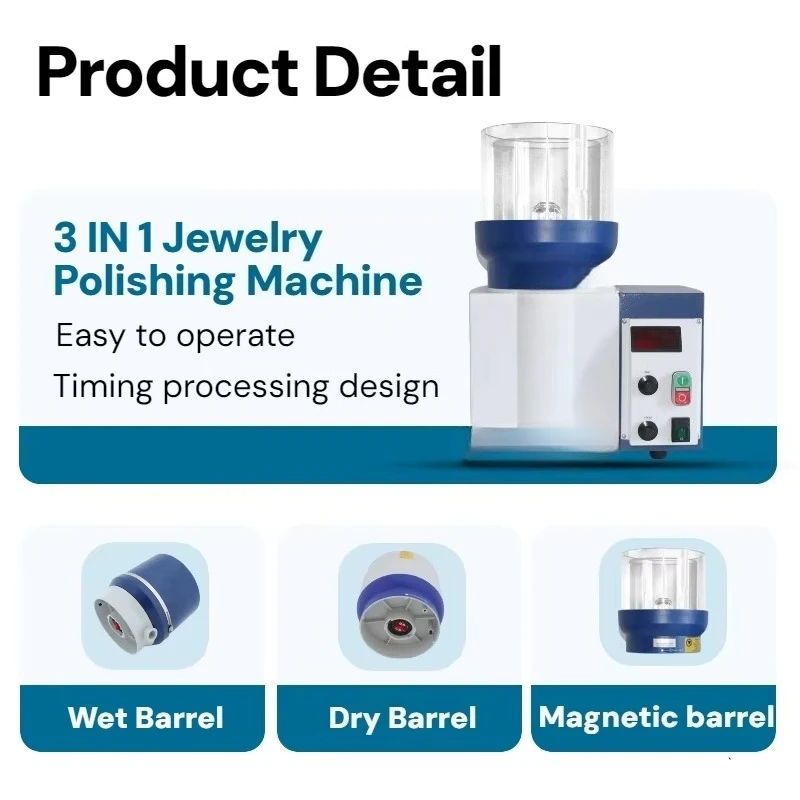 Fully Automatic Benchtop Wet & Dry & Magnetic 3 in 1 Vortex Jewelry Polishing Machine for Gold and Silver