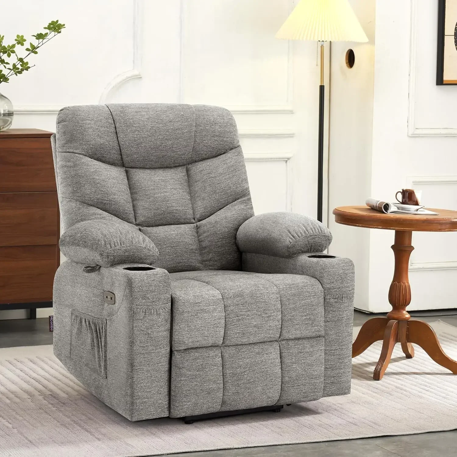 Power Lift Recliner Chair with Extended Footrest for Elderly People, Fabric 7287