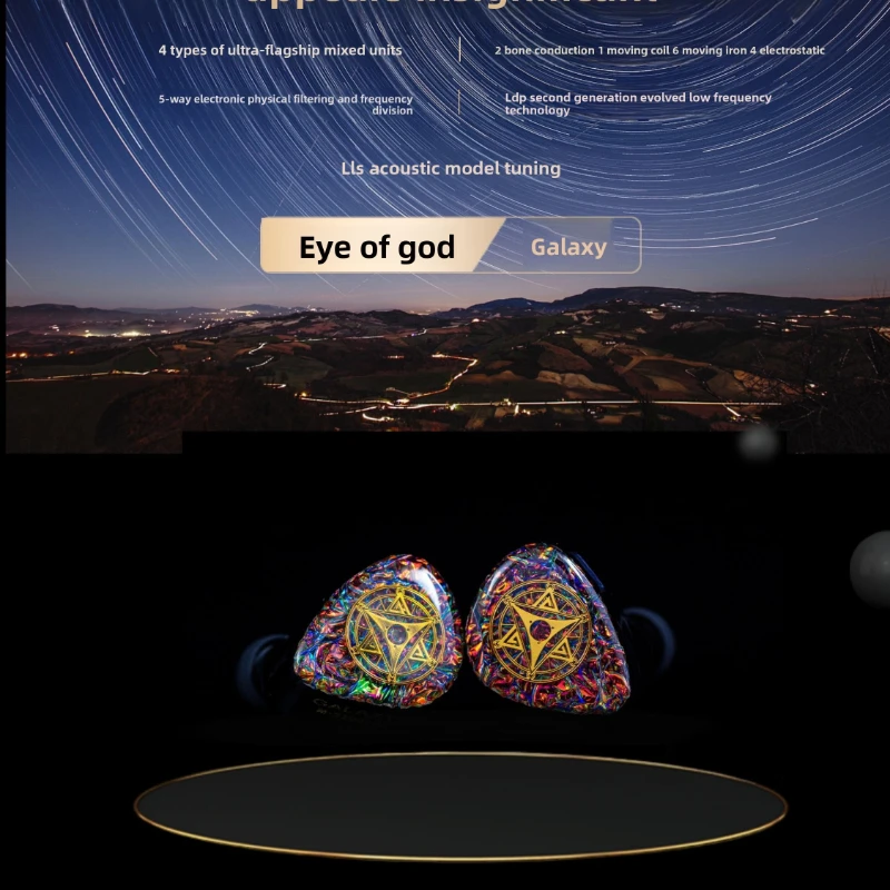 JLL AUDIO God's Eye*Galaxy 1DD+6BA+4EST+2BC Hybrid IEM 5-way Crossover 10Ohm 110dB HiFi In-ear Earphones 0.78mm 2-Pin Recessed