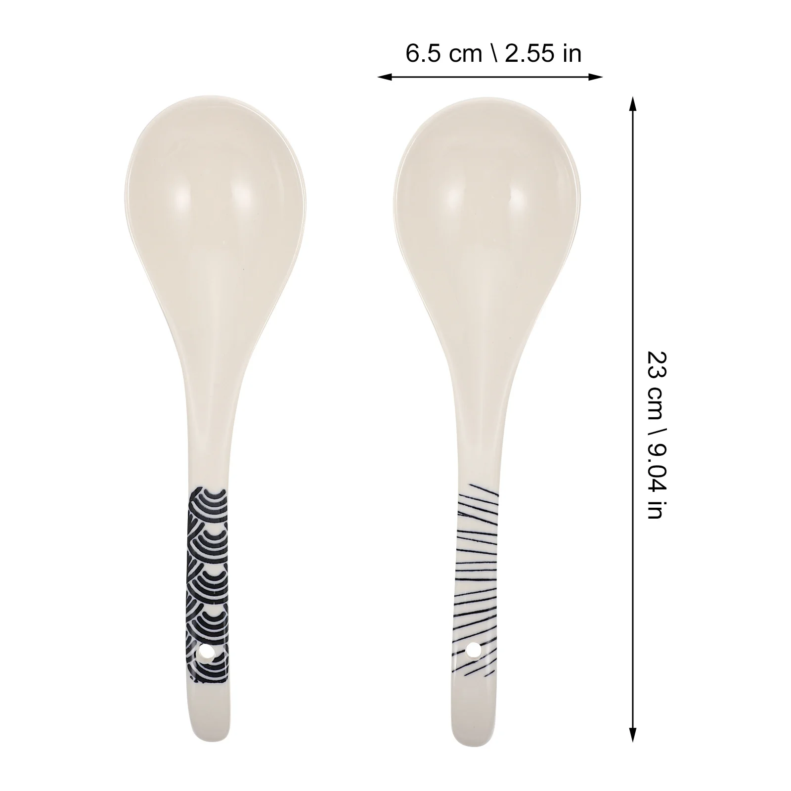 

2Pcs Ceramic Soup Spoons Long Handle Hot Pot Mixing Kitchen Food Serving Utensils Easy Clean Stain Resistant