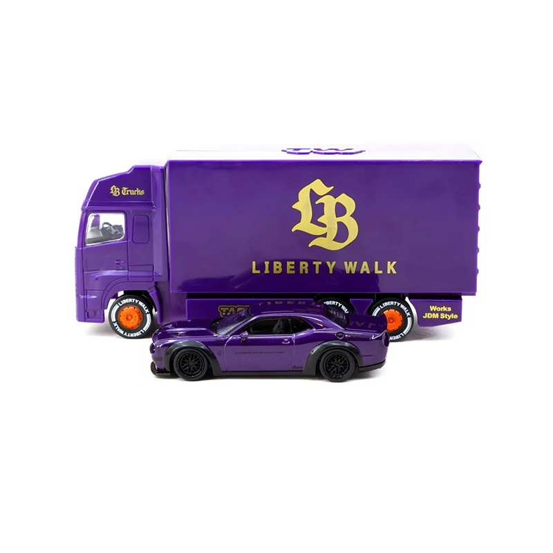 PreSale TW 1:64 LBWK Challenger SRT Hellcat Purple Exhibition Edition Diecast Car Model Collection Miniature Toy Tarmac Works