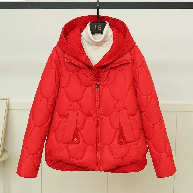 2024 nova jaqueta de inverno feminina quente parkas feminino falso de duas peças manga longa casual algodão acolchoado jaqueta com capuz outwear senhoras