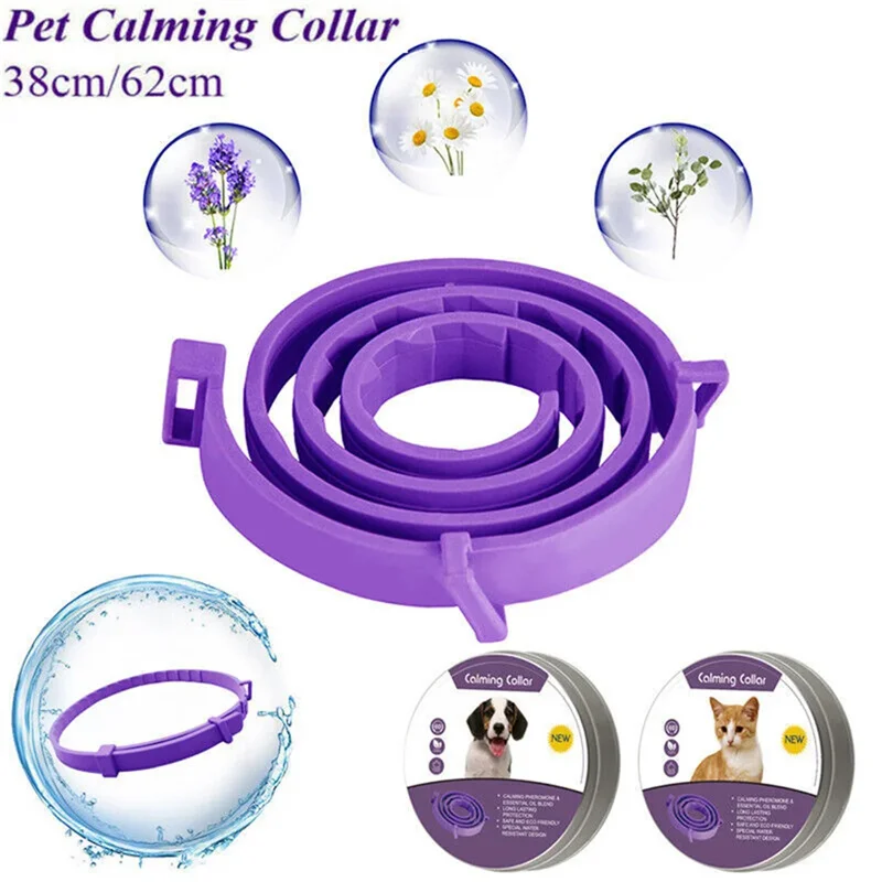 TPR Pet Calming Collar for Cats Dogs Stress and Anxiety Relief Pheromone Collar Natural Necklace Kitten Soothing Collars 38/62cm