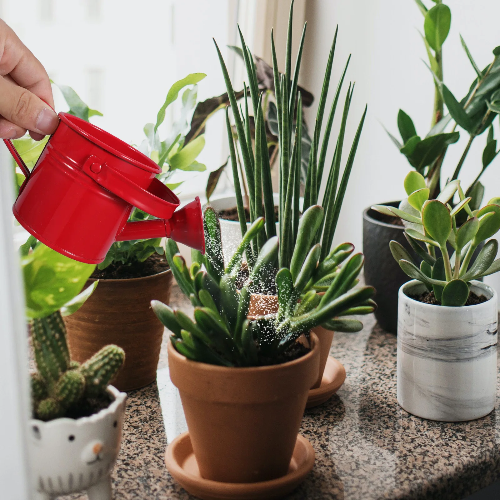 

2pcs Iron Watering Can Small Outdoor Plants Olla Pot Kids Sprinkler Flowers Large Capacity Durable Safe Long Mouth Stable