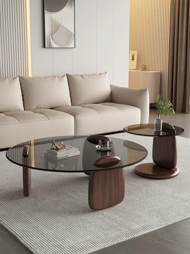 Glass Coffee Table Living Room Household Small Apartment Modern Simple Light Luxury Nordic Tea Table Round Creative Coffee Table