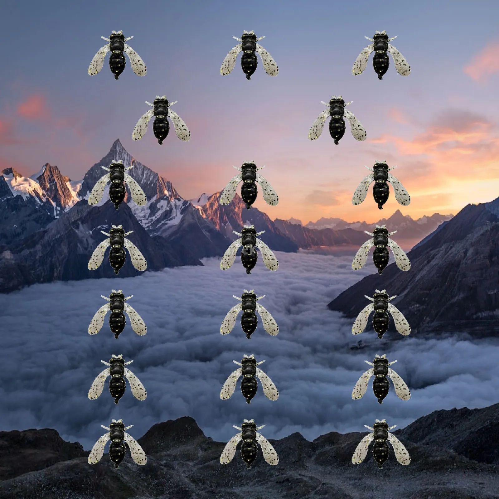 20x Fly Fishing Flies Portable Trout Lures Realistic with Hook Artificial