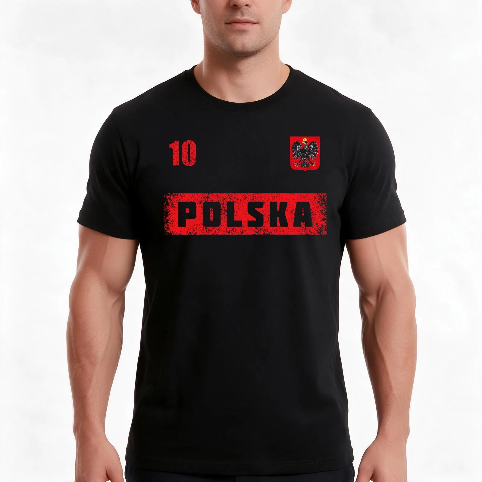 Distressed Polska Soccer, Poland Football T-Shirt, Summer Casual Cotton Tee, Oversized Streetwear Tops, Vintage Graphic Print