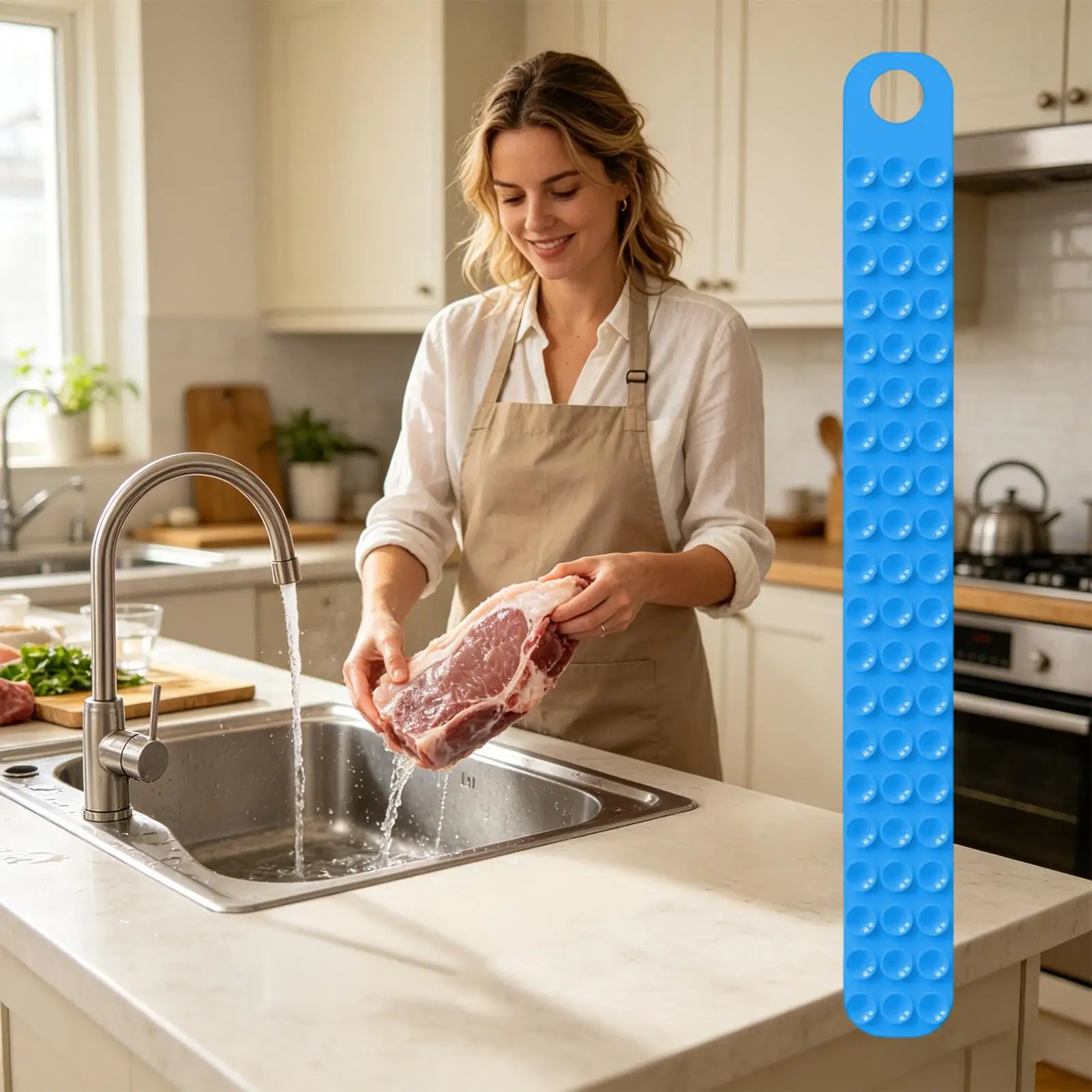 Thawing Belt Silicone Suction Reusable Tie Meat Thaw Tool Defroster Tool For Food Fruit Fish Home Kitchen Restaurant Counter