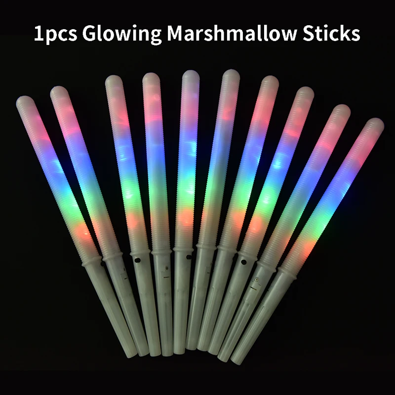 

1pcs Colorful Marshmallow Glow Stick LED Light Up Cotton Candy Cones Colorful Glowing Marshmallow Sticks Impermeable