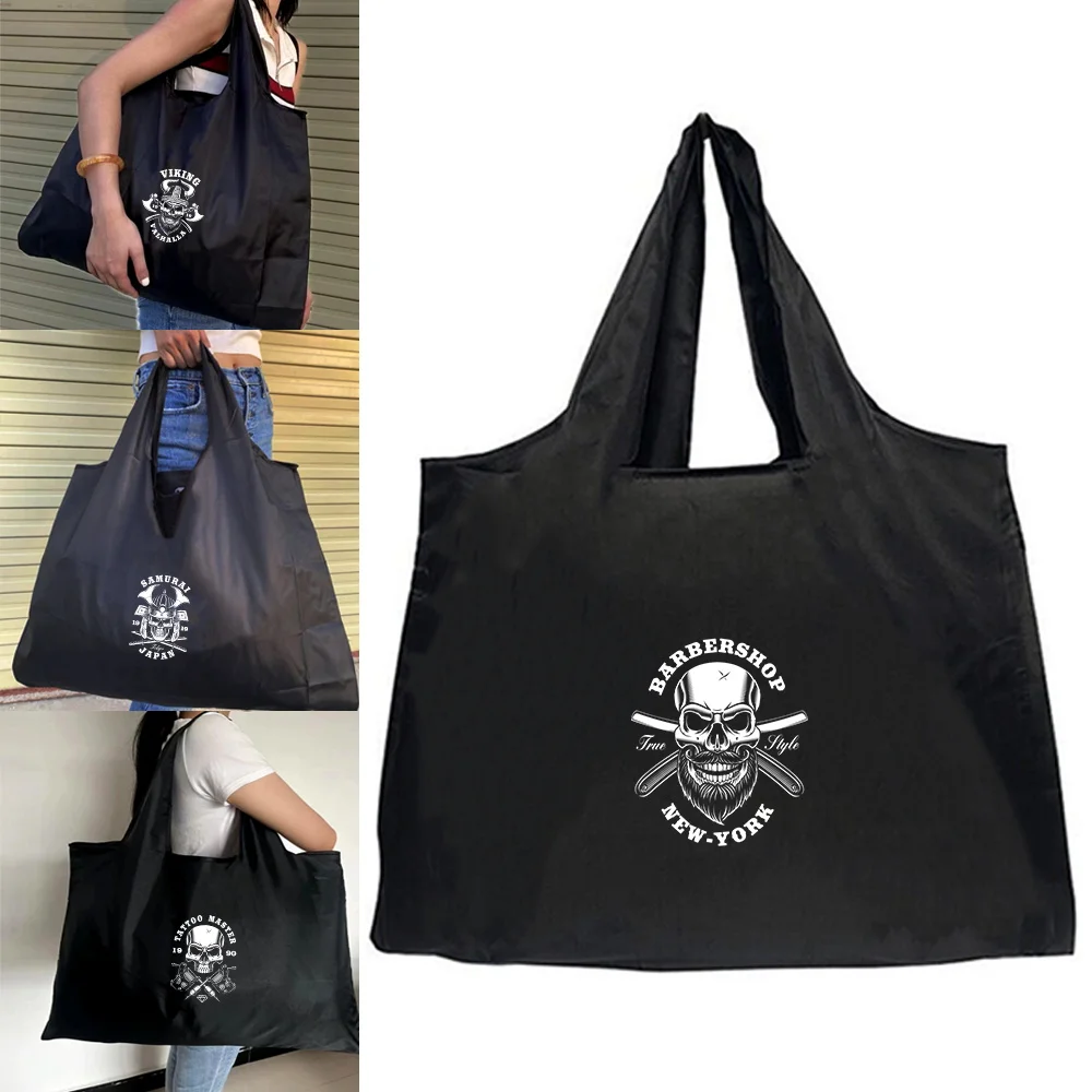 

Shopping Folding Pouch Handbags Picnic Storage Bag Large-Capacity for Travel Grocery Tote Beach Bag War Skull Theme Print 2026