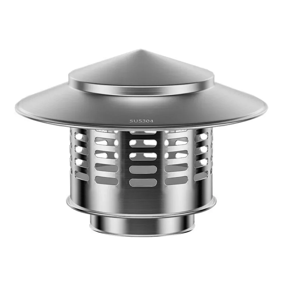 Fresh Air Exhaust Pipe Chimney Cap 304 Stainless Steel Roof Vent Cover to Protect Against Dirt and Weather Elements