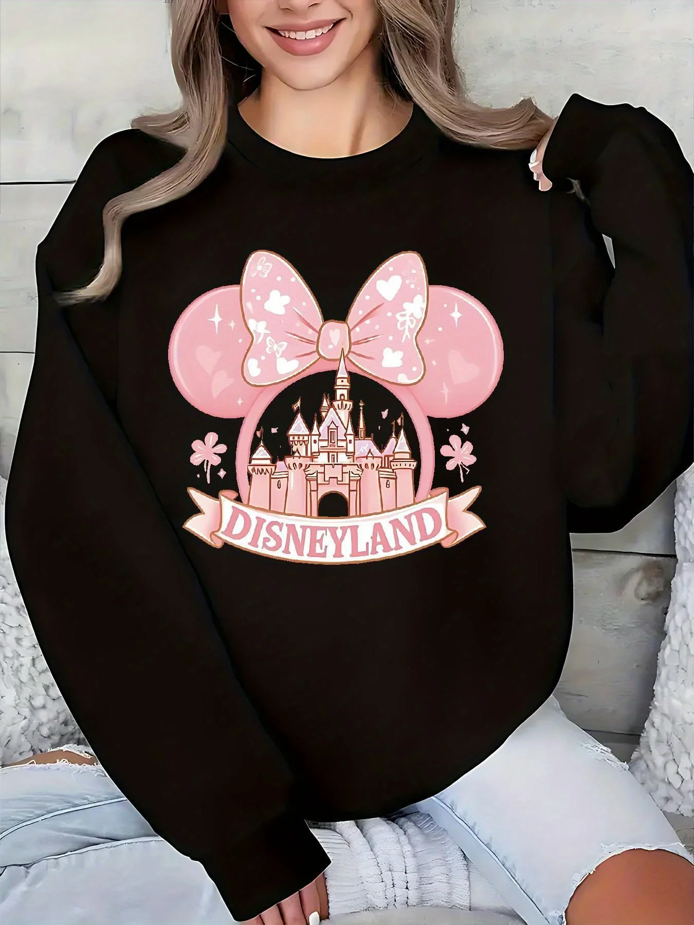 

Women's Disney Mickey Mouse Christmas Pullover Sweater Fashion Oversized Unisex Crew Neck Sweater Autumn Winter Fleece Casual