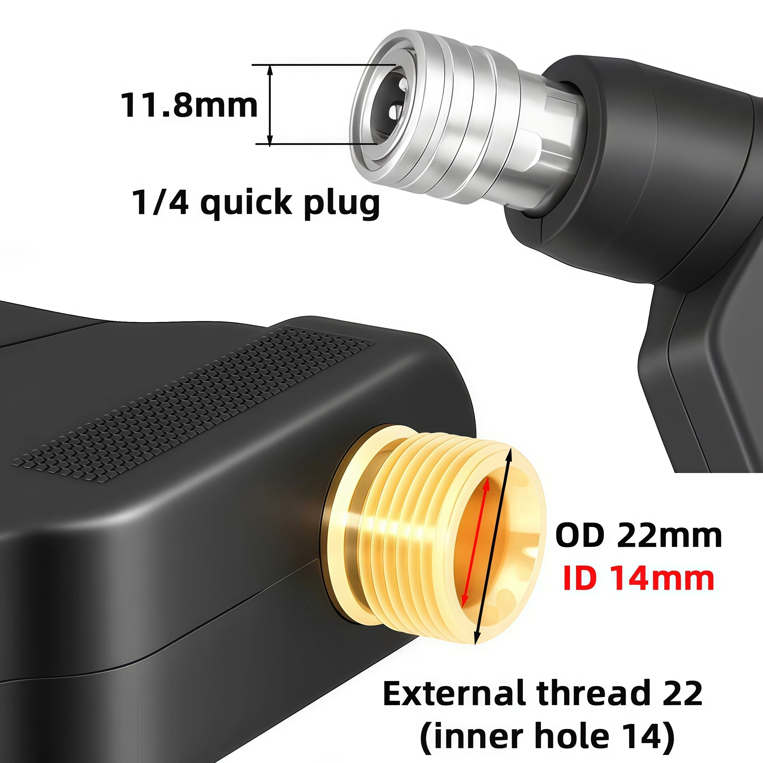Car Wash Water Gun - High Pressure Aluminum Core with Quick Connect & 4 Fan Nozzles for Auto Cleaning