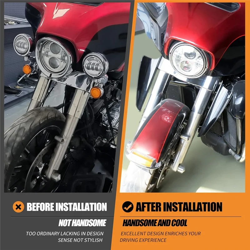 A03Z-Motorcycle Fork Mount Wind Deflectors Accessories For Touring Road King Street Glide Electra Glide CVO FLHT FLHR Bla