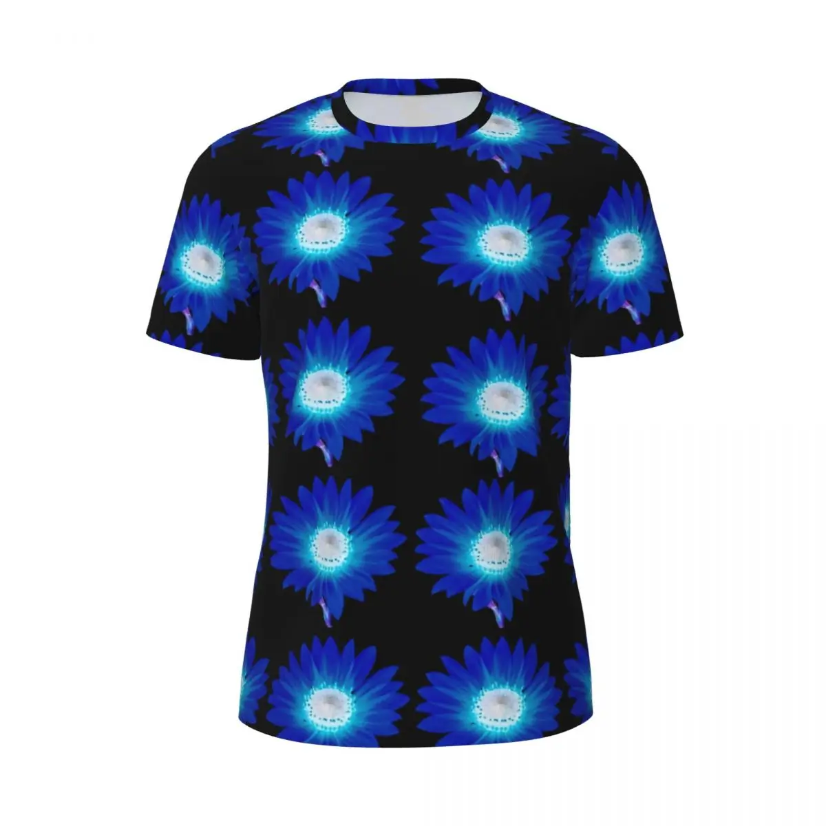 Modern Sunflower Print T Shirt Blue Sunflowers Art Harajuku Sports T Shirts Short Sleeve Quick Dry Tops Summer Oversize Clothing