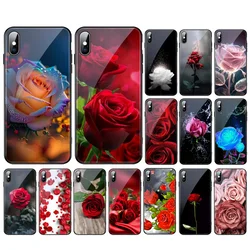 Rose Flower Glass phone case For iPhone 17 Pro Max Air 16 15 14 13 Pro Max 15 16 Pro 15Plus