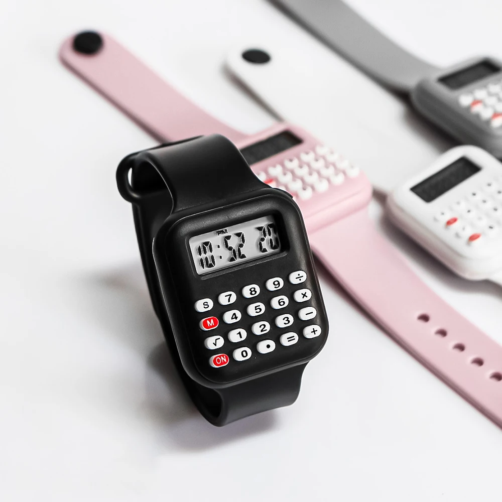 New Electronic Calculator Children's Watches for Girls Rubber Strap Kids Digital Watch School Student Men's Clock