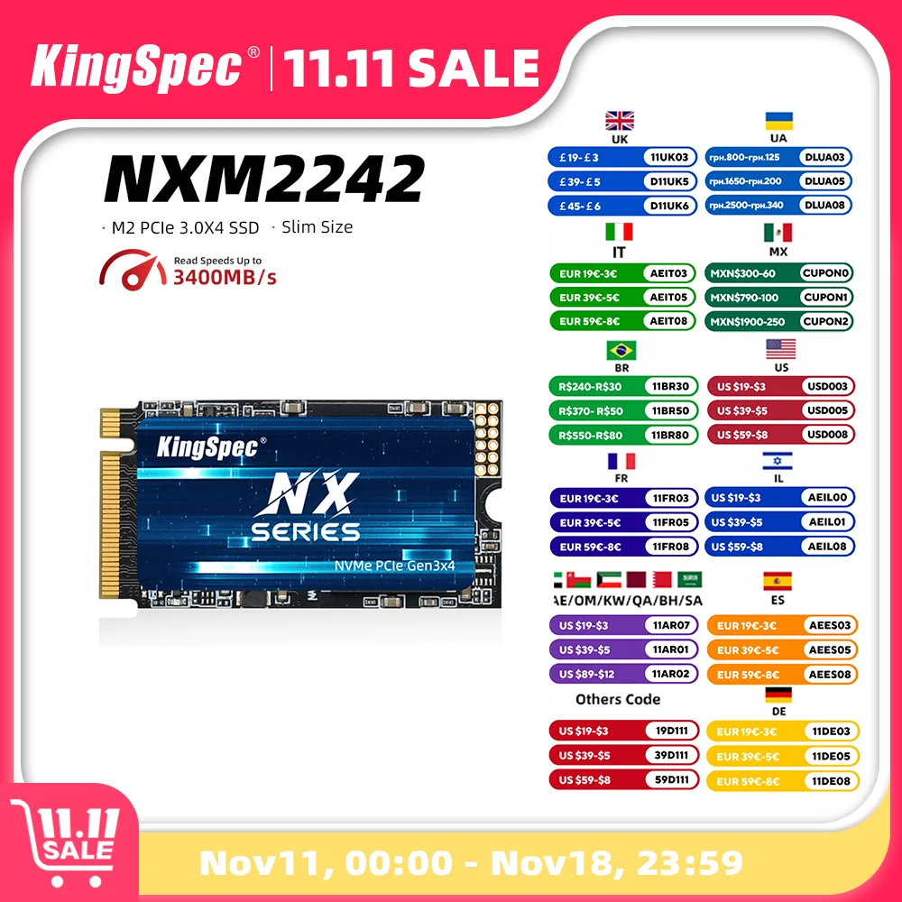 KingSpec M 2 SSD M2 NVME 120 GB 240 GB 512GB 1TB Ssd M.2 PCIe 3.0 Drive Solid SSD Disk NMVE Hard Drive 2242 Internal ssds