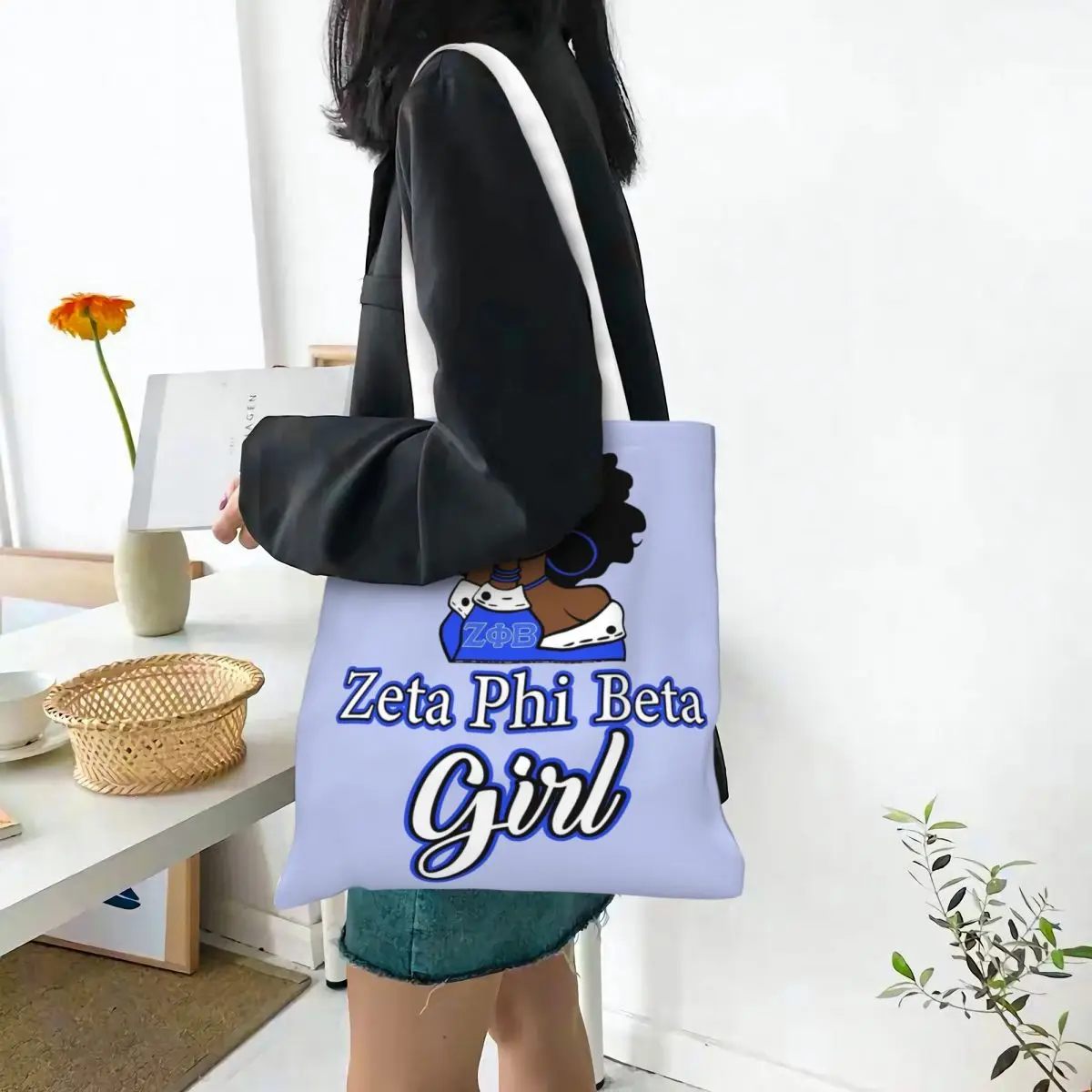 Zeta Phi Beta Sac fourre-tout en toile pour fille, sac à provisions écologique de grande capacité, sacs d'école unisexes