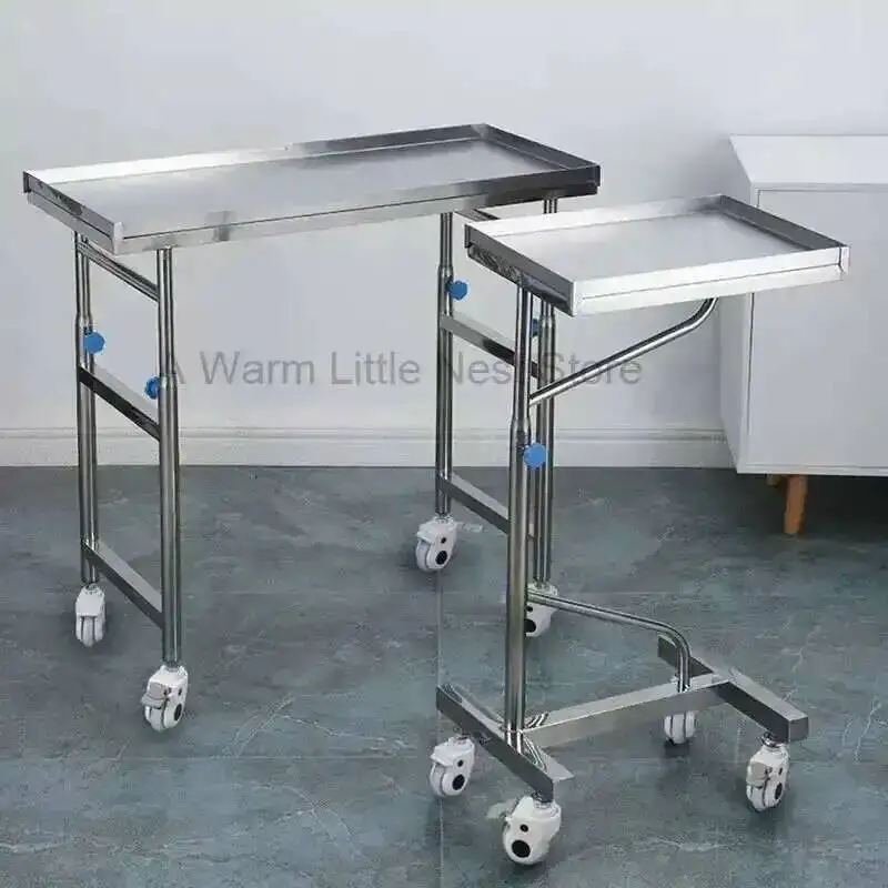 

Tray Auxiliary Tool Cart Medical Rack Luxury Stainless Steel Salon Trolleys Creative Salon Furniture Organizer Cart with Wheels