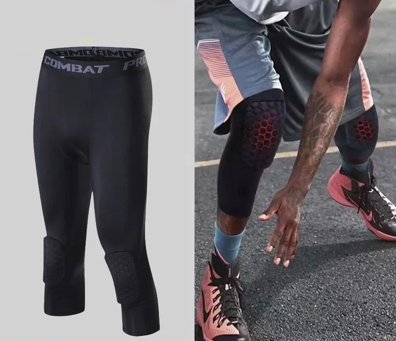 Pantaloni da allenamento al polpaccio con compressione Legging da uomo Collant da corsa Solido Basket Pantaloni da allenamento elastici in vita ad asciugatura rapida da uomo