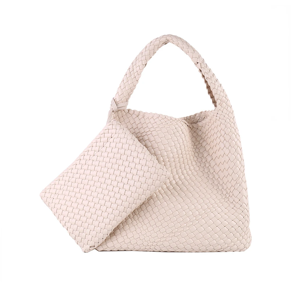 ZR DIARY Woven Tote Bag Women PU Leather Large Capacity Composite Single Shoulder Bags Handmade 227BZ839