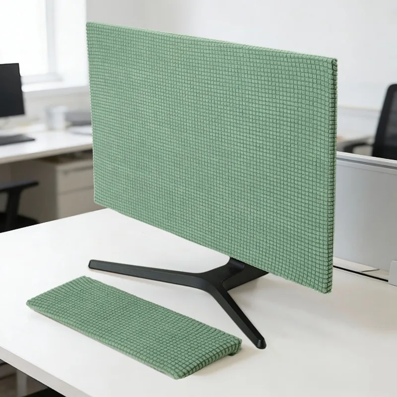 Conjunto de capa protetora contra poeira para desktop, 2 peças (1 monitor + 1 teclado), protetor de tela de cor sólida de fácil instalação para monitores de 24 a 30 polegadas