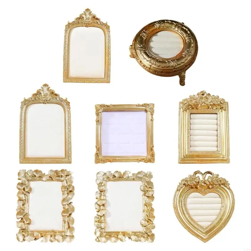 

Y3NE Multipurpose Golden Resin Earring Holder Jewelry Organizers Photo Frame Display For Retail Display