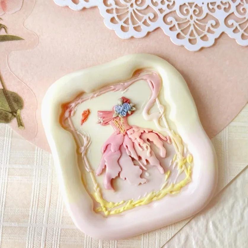 Fire Seal Stamp Head Alice Dream Ice Cream Lotus Multi-Layer Handmade Diy Embossed Stamp Toy Copperhead Invitation Envelope Seal