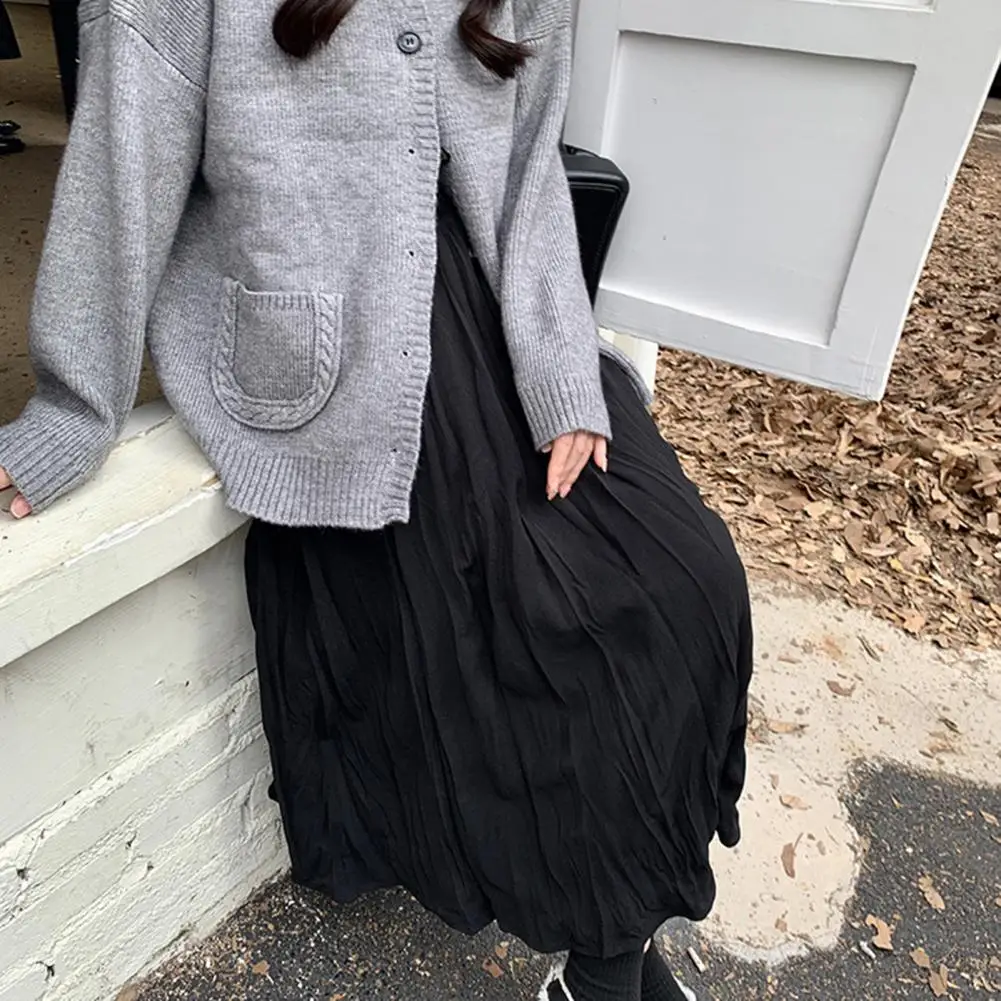 

Versatile Style Skirt Elegant Pleated A-line Skirt with High Waist Large Hem Women's Summer Streetwear Fashion High Waist