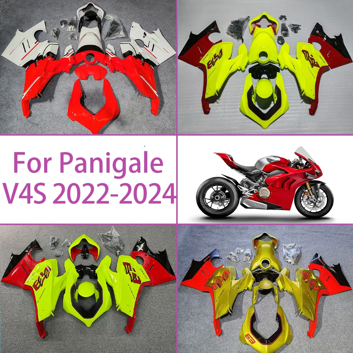 

Fairing Kit For 2022 2023 2024 Ducati Panigale V4 Customizable Red Yellow Injection Molded Fairings 22 23 24 V4S
