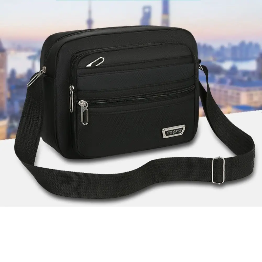 Nylon Men Crossbody Bags Black Brown Blue Green 4 Zippers/ 6 Zippers Boy Messenger Bags Rectangle Oxford Cloth Man Handbags Male